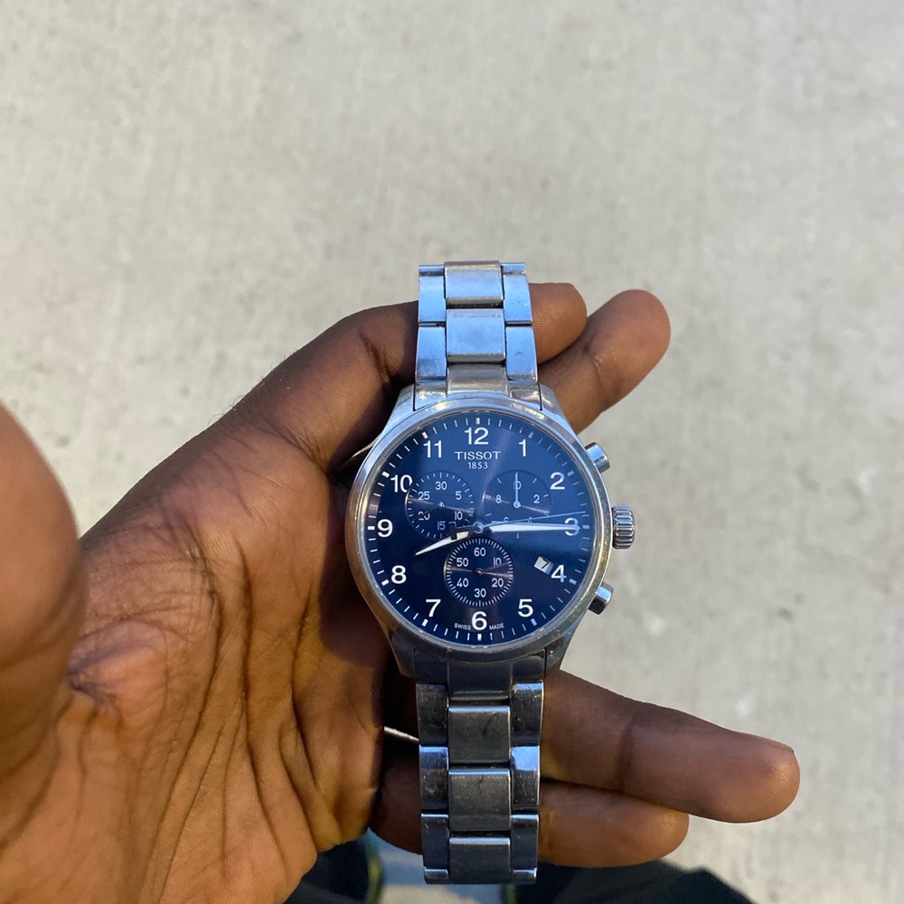 Tissot Chronograph with Blue Dial and Silver Bracelet